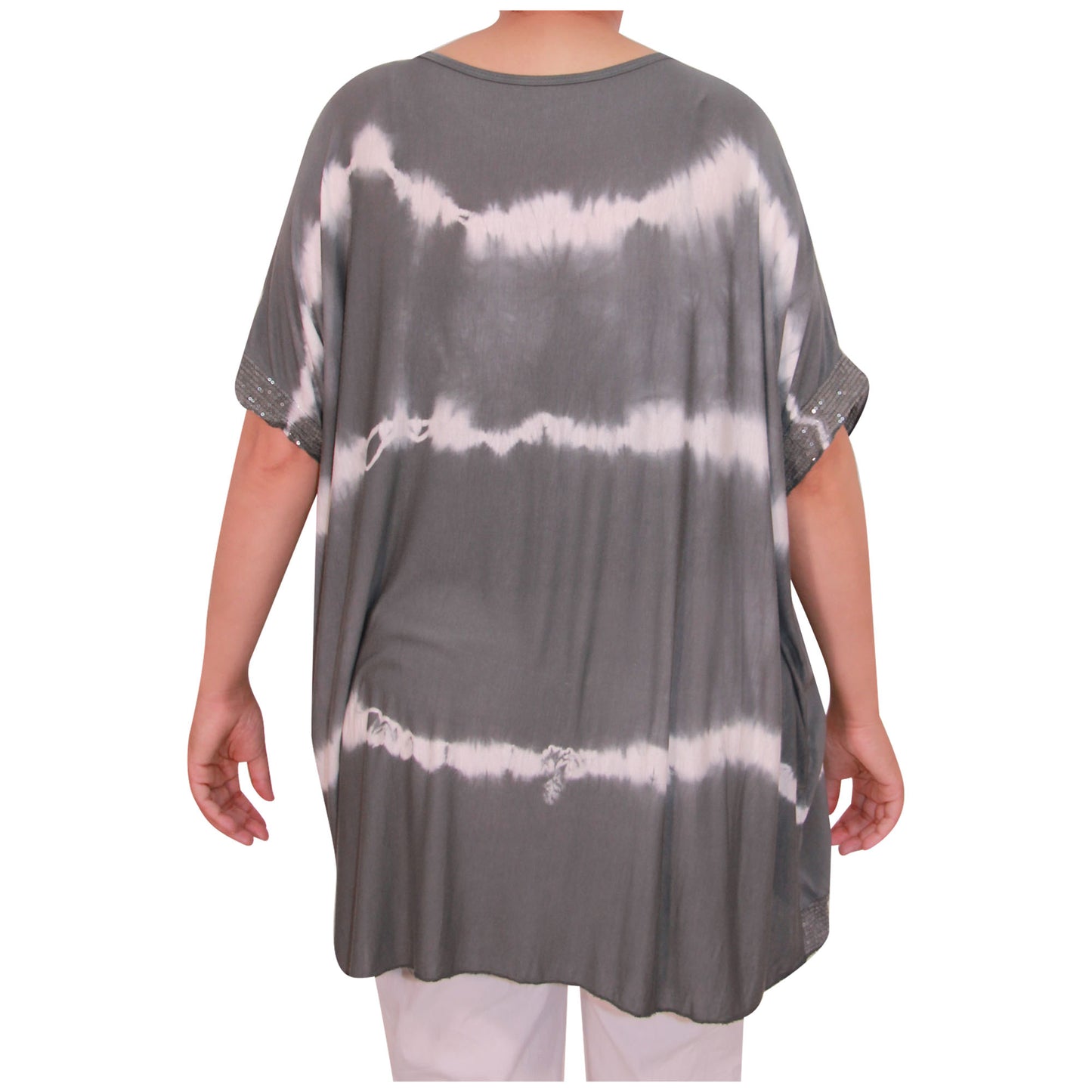 Haut tie-dye pour femmes Dames grandes tailles Ourlet à paillettes pour filles italiennes