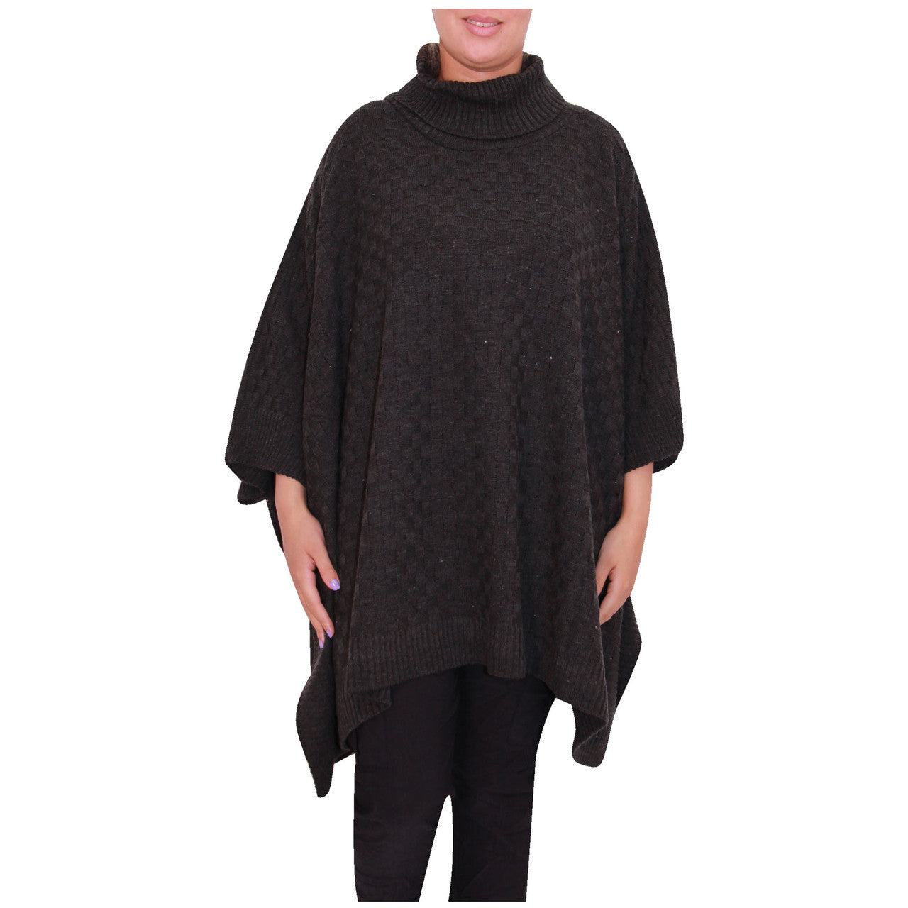 Femmes Poncho Mesdames Col Bénitier tricoté Poncho Cape Châle Écharpe Wrap