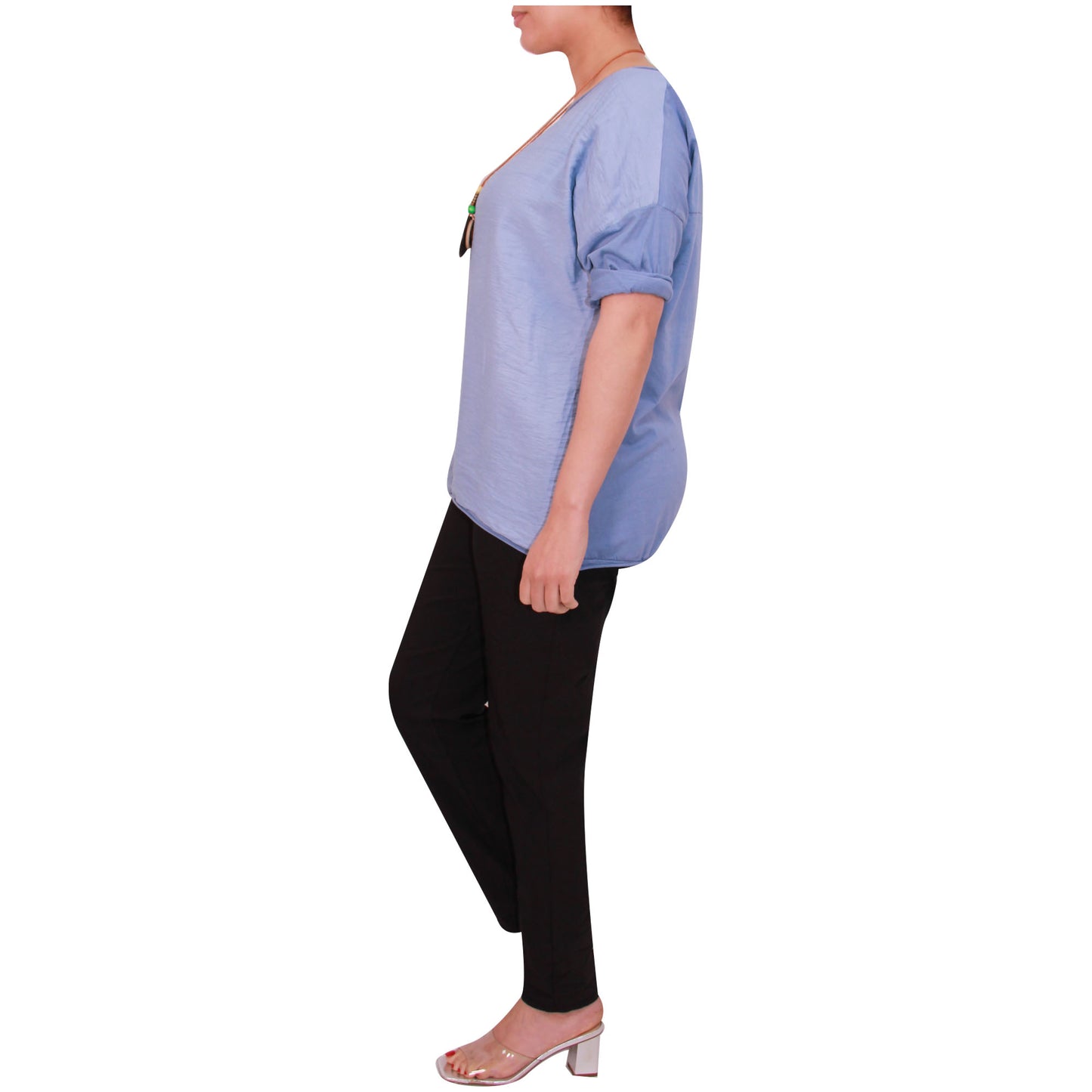 Chemise Crop Top Unie pour Femme, Fabriquée en Italie, avec un Tissu de Qualité Supérieure