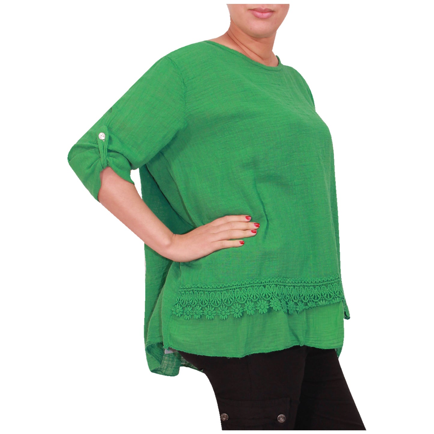 Italian Ladies Plain Lace Top