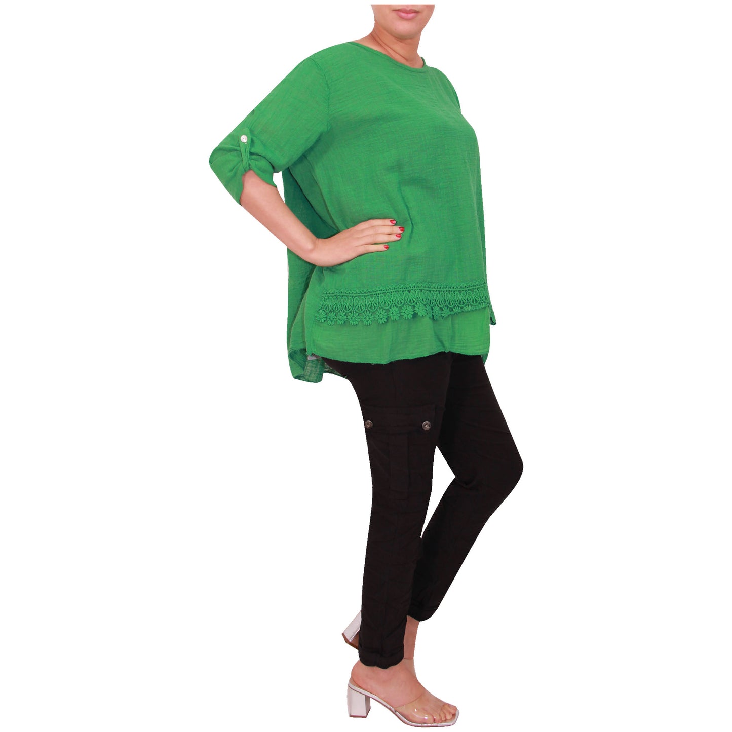 Italian Ladies Plain Lace Top