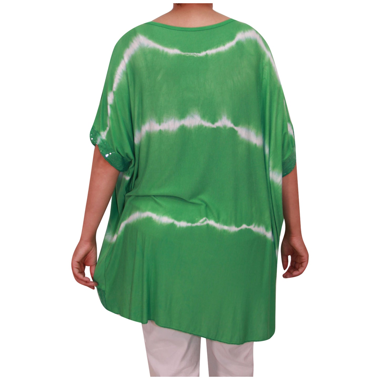Haut tie-dye pour femmes Dames grandes tailles Ourlet à paillettes pour filles italiennes