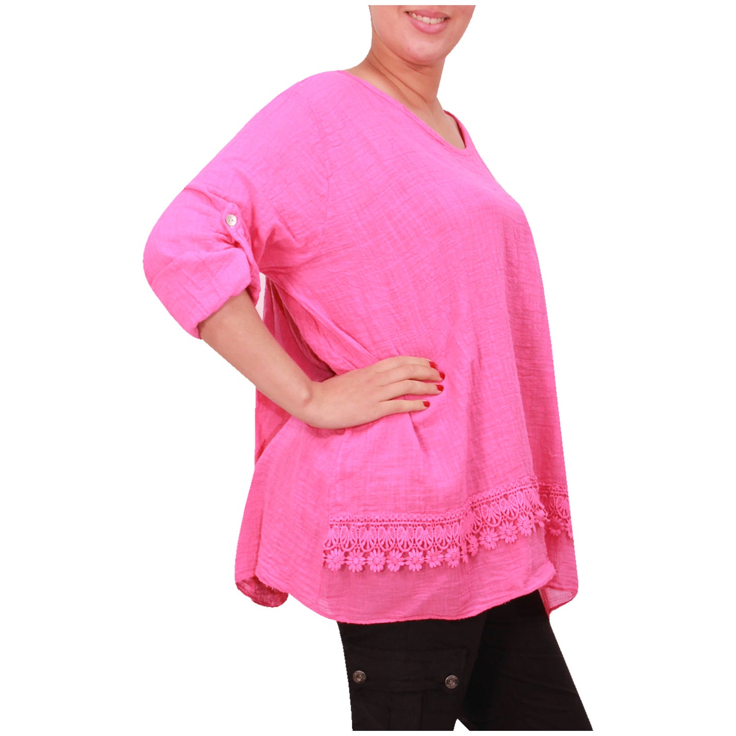 Italian Ladies Plain Lace Top