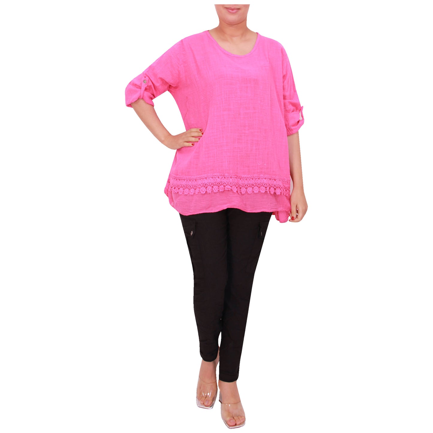 Italian Ladies Plain Lace Top