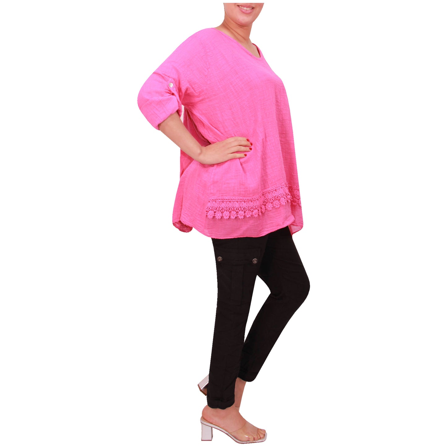 Italian Ladies Plain Lace Top