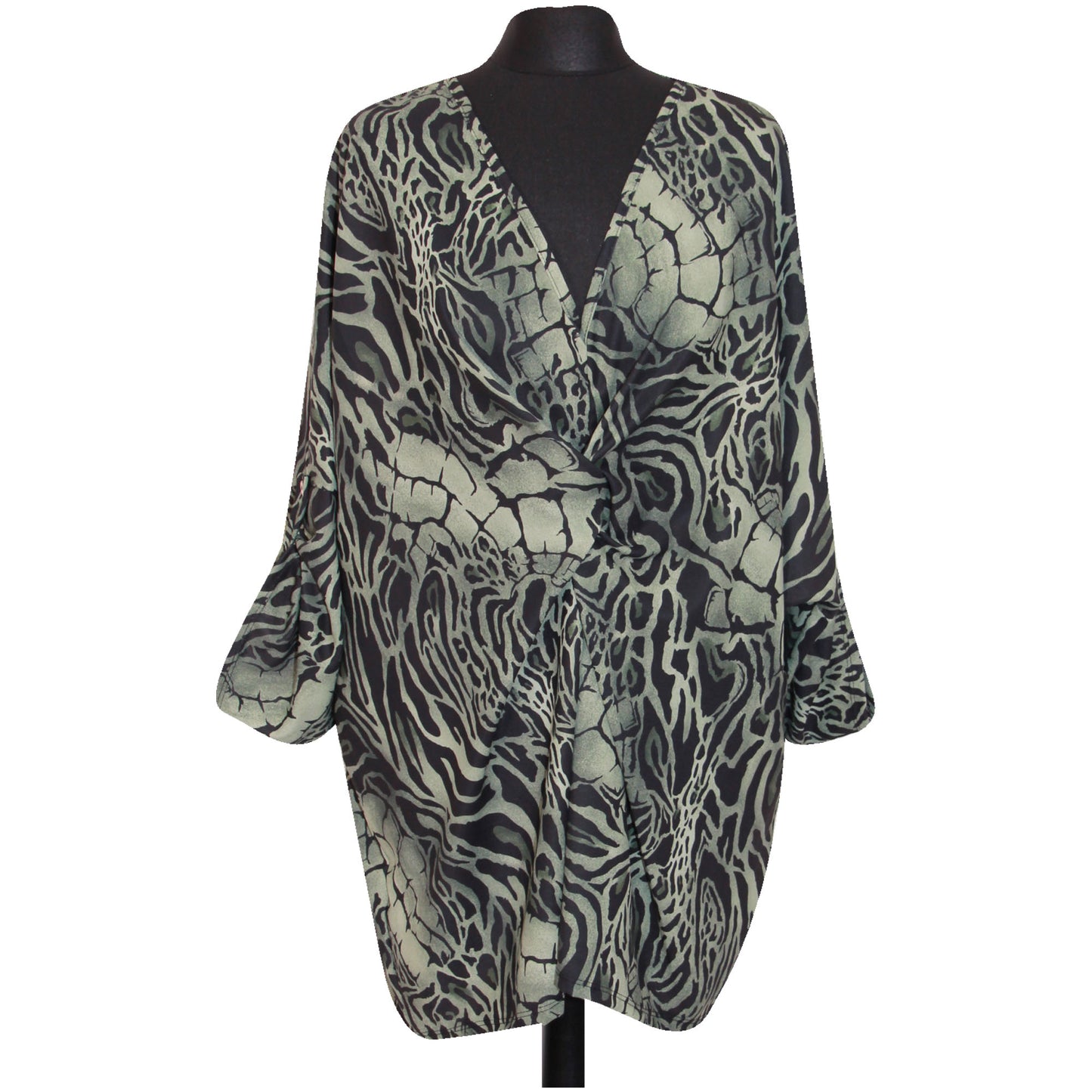 top italien pour femme imprimé animal TWIST FRONT BATWING