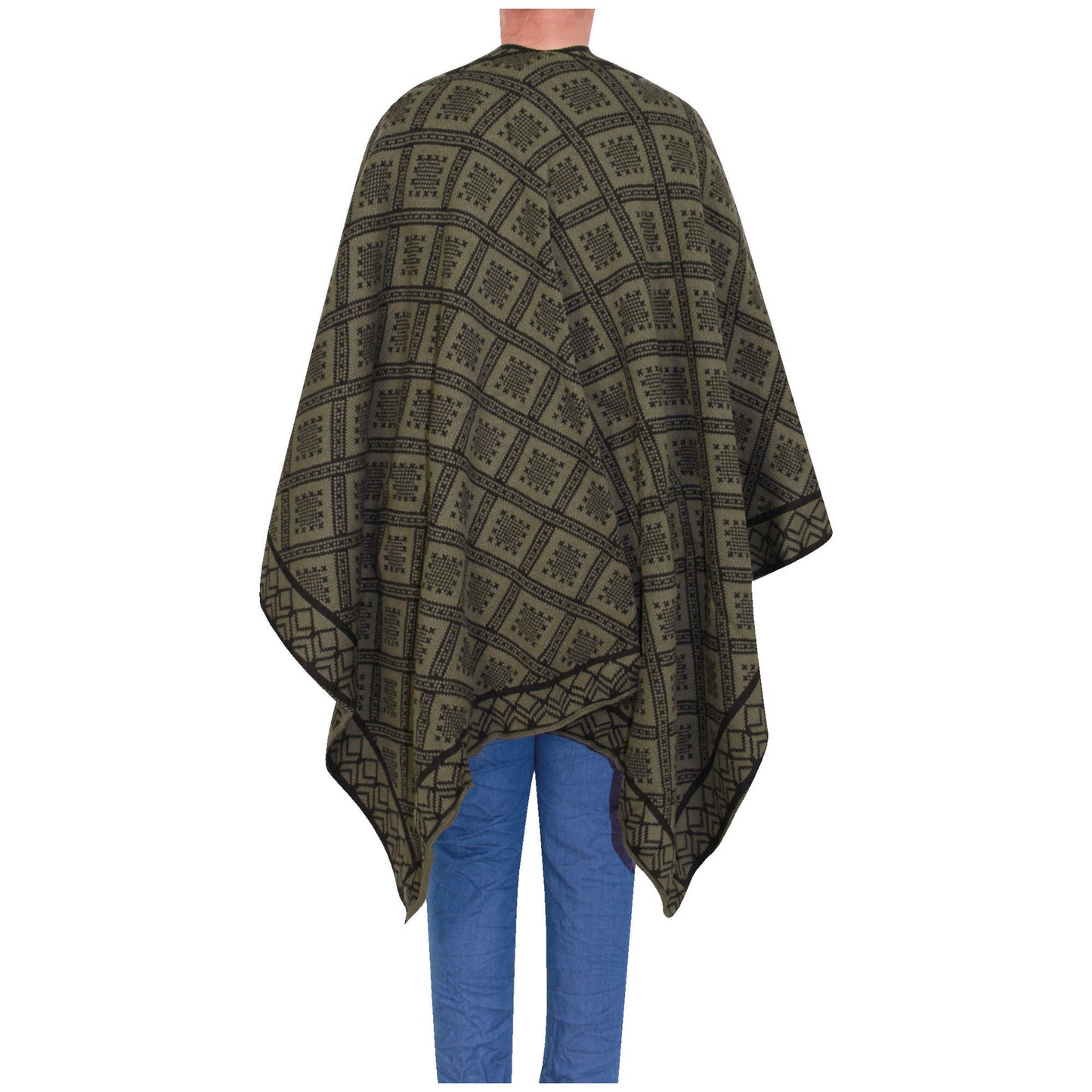 Damessjaal dames gebreid Wikkelponcho meisjes Sjaal warm geschenk Bedrukte Schotse ruit Open Vest Aztec aanwezig