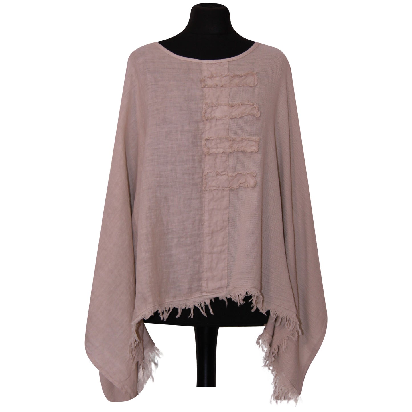 Eigenzinnige dames Italiaanse kimono dames ponchotop in linnen katoen - Lagenlook Raw