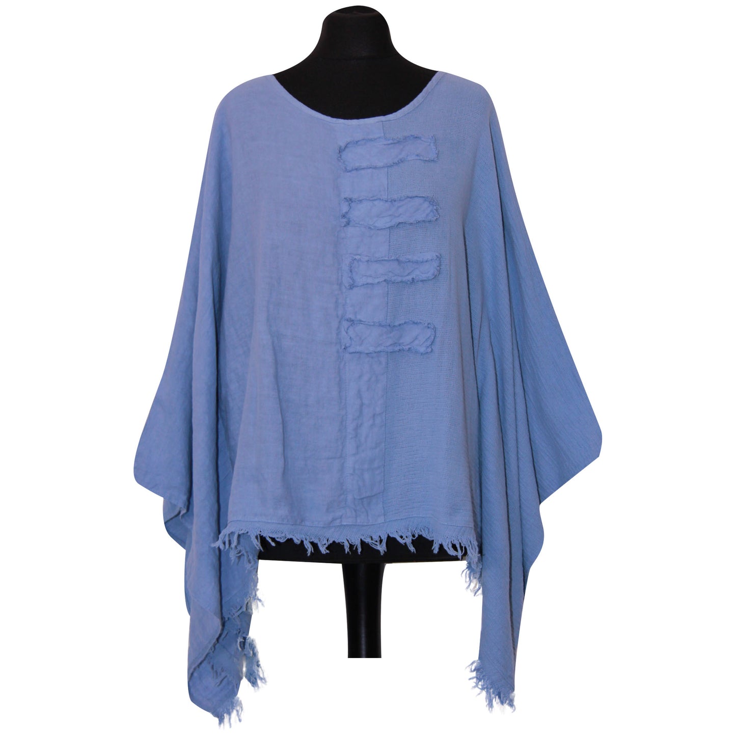 Eigenzinnige dames Italiaanse kimono dames ponchotop in linnen katoen - Lagenlook Raw
