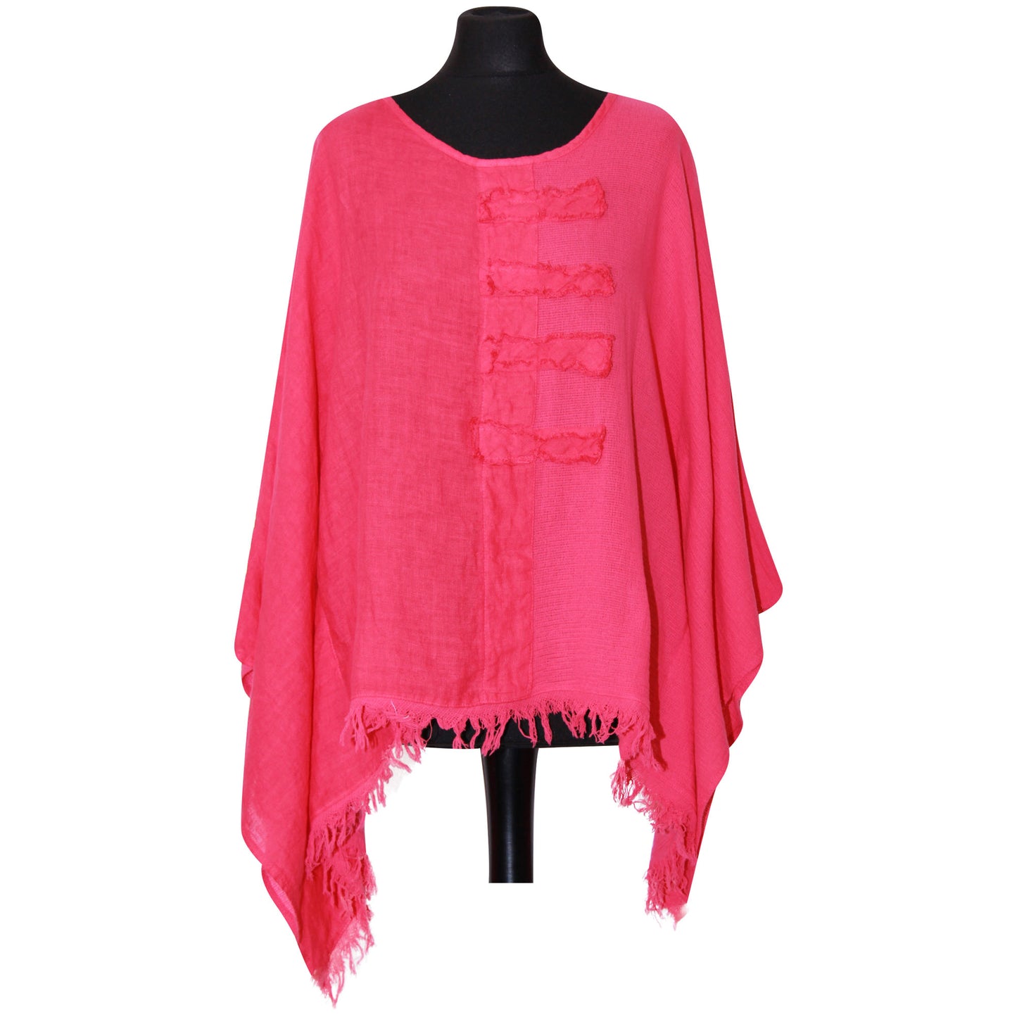 Eigenzinnige dames Italiaanse kimono dames ponchotop in linnen katoen - Lagenlook Raw