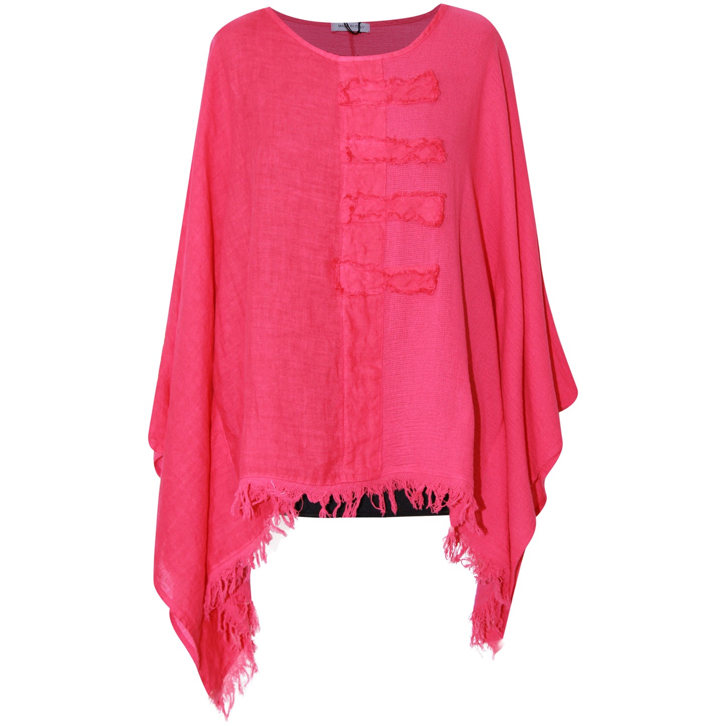 Eigenzinnige dames Italiaanse kimono dames ponchotop in linnen katoen - Lagenlook Raw