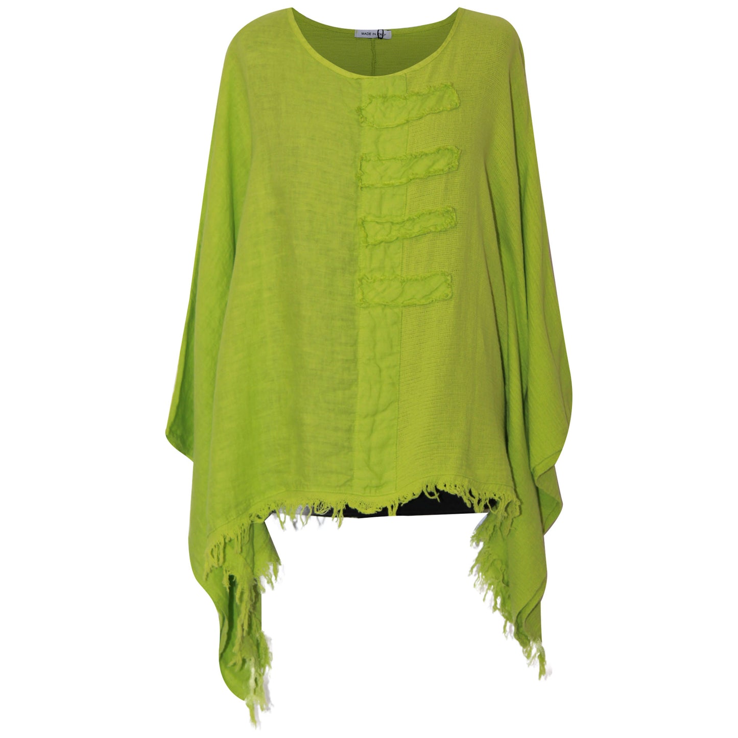 Eigenzinnige dames Italiaanse kimono dames ponchotop in linnen katoen - Lagenlook Raw