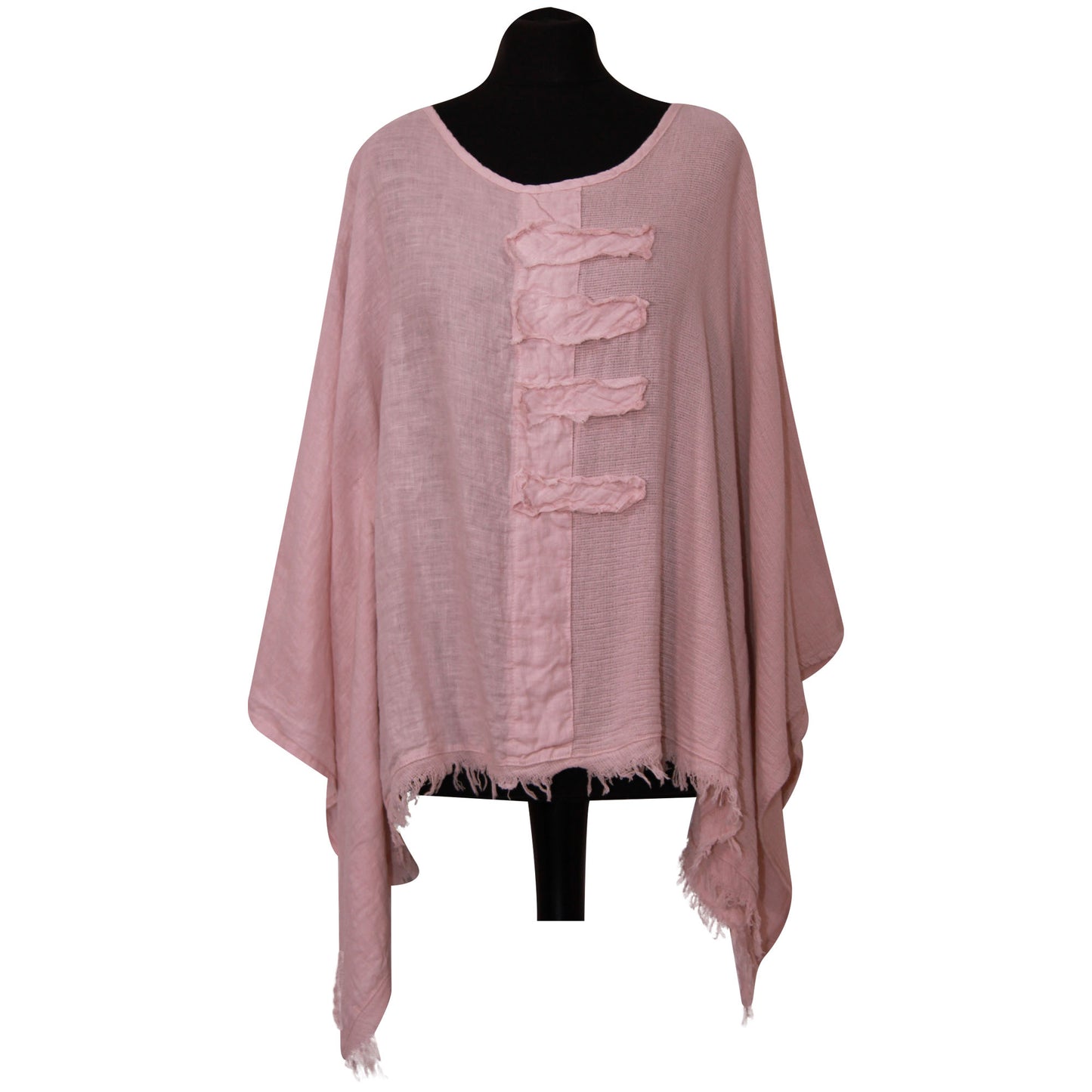 Eigenzinnige dames Italiaanse kimono dames ponchotop in linnen katoen - Lagenlook Raw