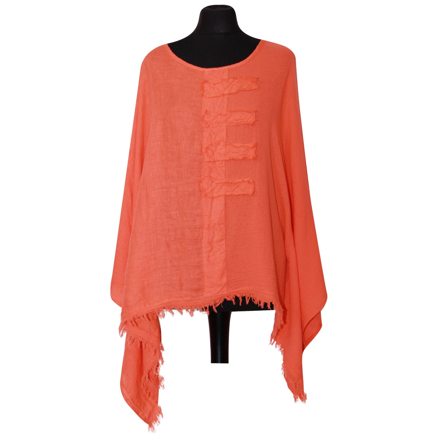 Eigenzinnige dames Italiaanse kimono dames ponchotop in linnen katoen - Lagenlook Raw
