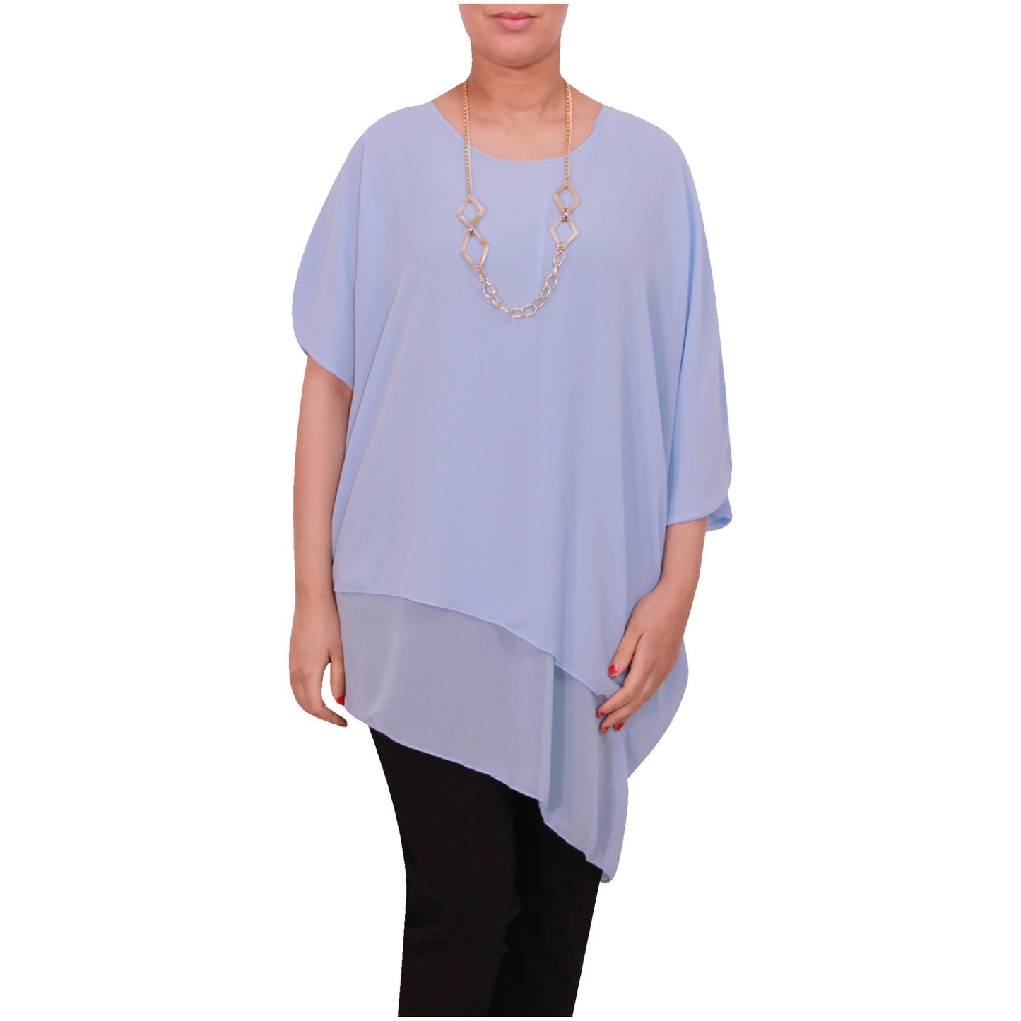 Haut en mousseline asymétrique taille plus élégant pour femme