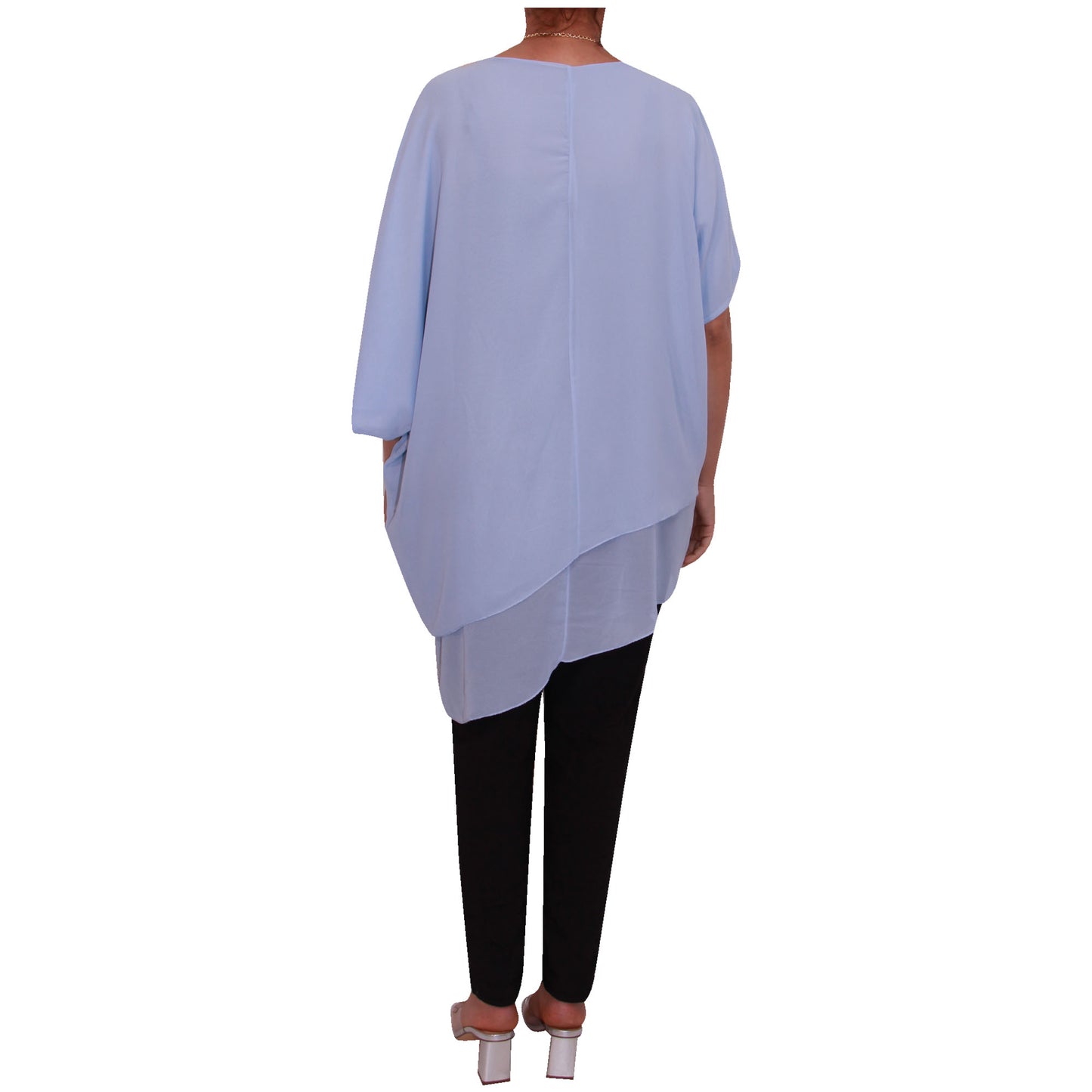 Haut en mousseline asymétrique taille plus élégant pour femme