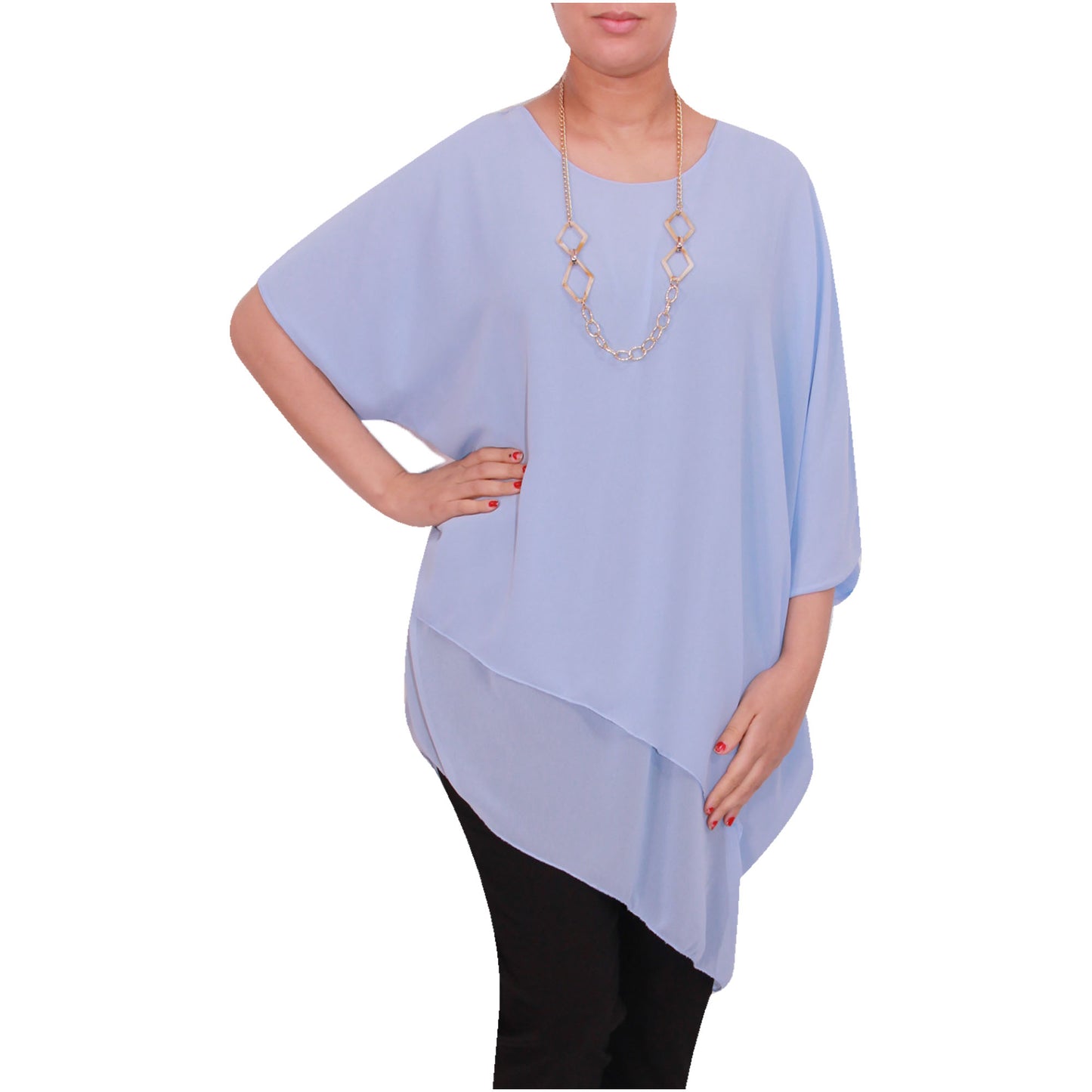 Haut en mousseline asymétrique taille plus élégant pour femme