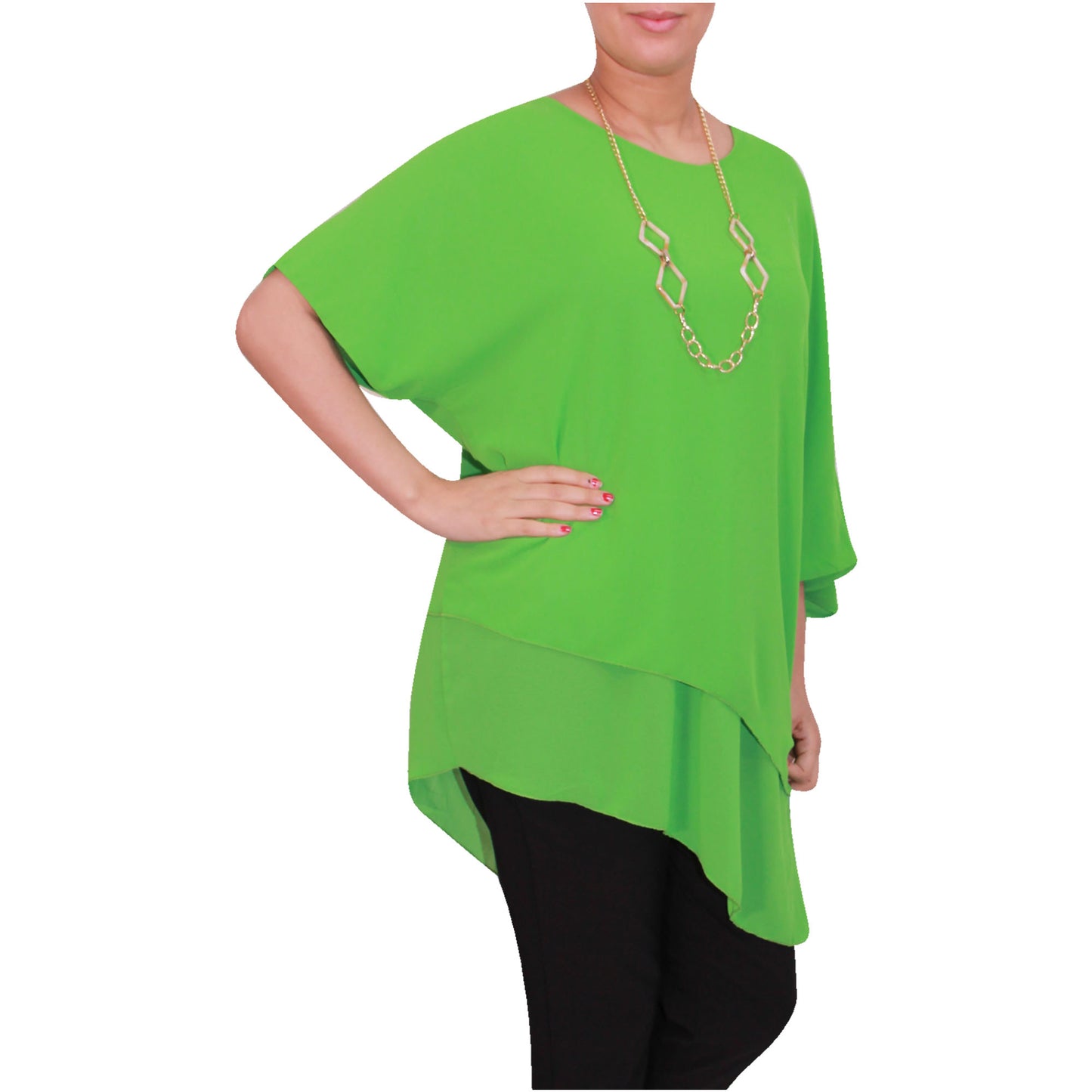 Haut en mousseline asymétrique taille plus élégant pour femme