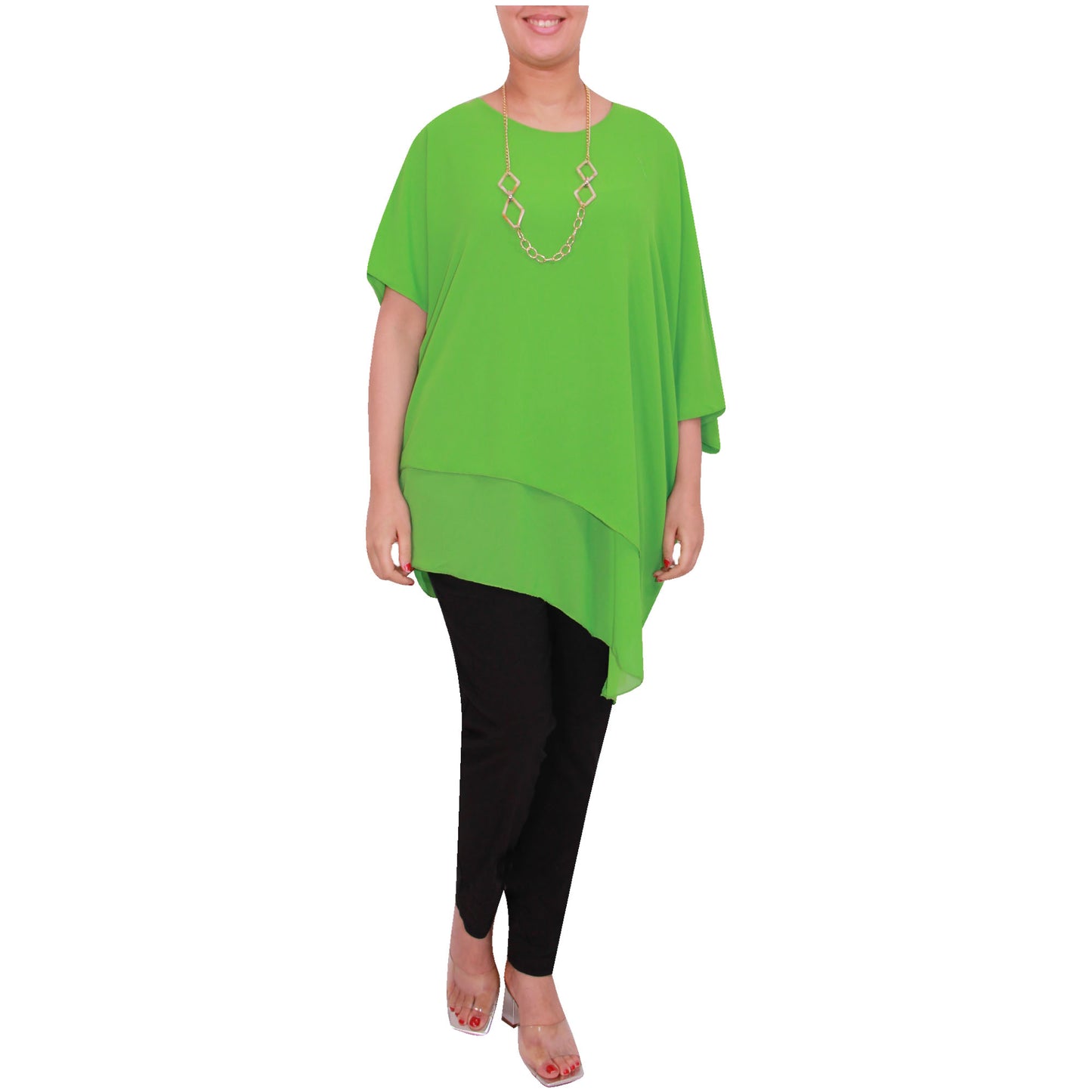Haut en mousseline asymétrique taille plus élégant pour femme
