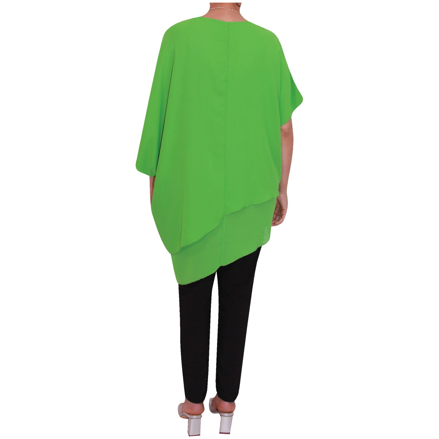 Haut en mousseline asymétrique taille plus élégant pour femme