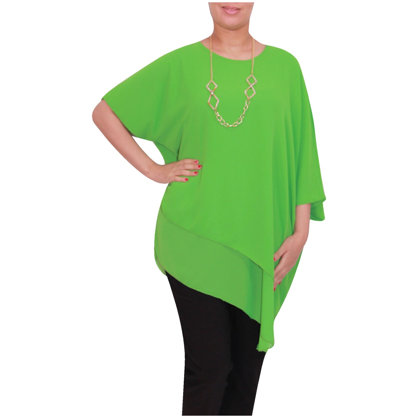 Haut en mousseline asymétrique taille plus élégant pour femme