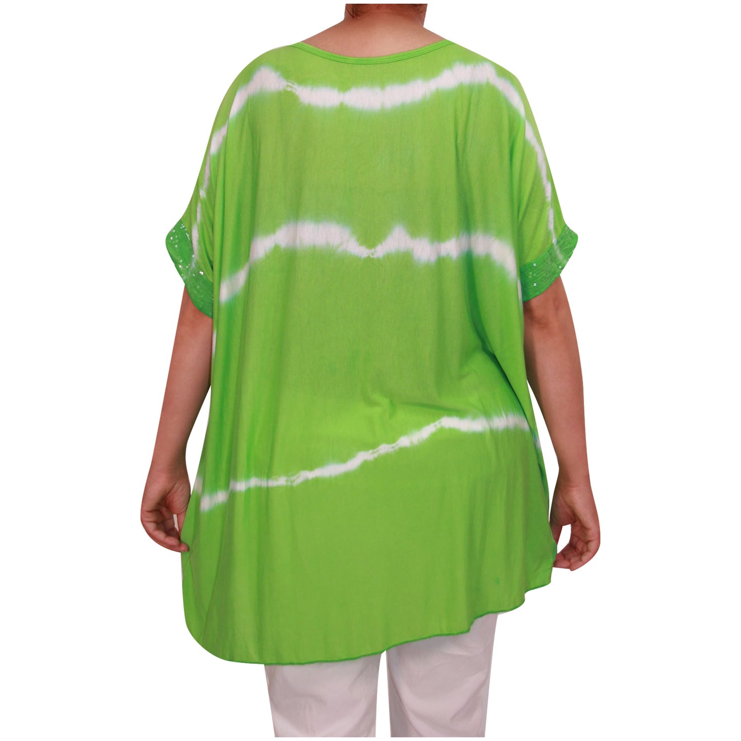Haut tie-dye pour femmes Dames grandes tailles Ourlet à paillettes pour filles italiennes
