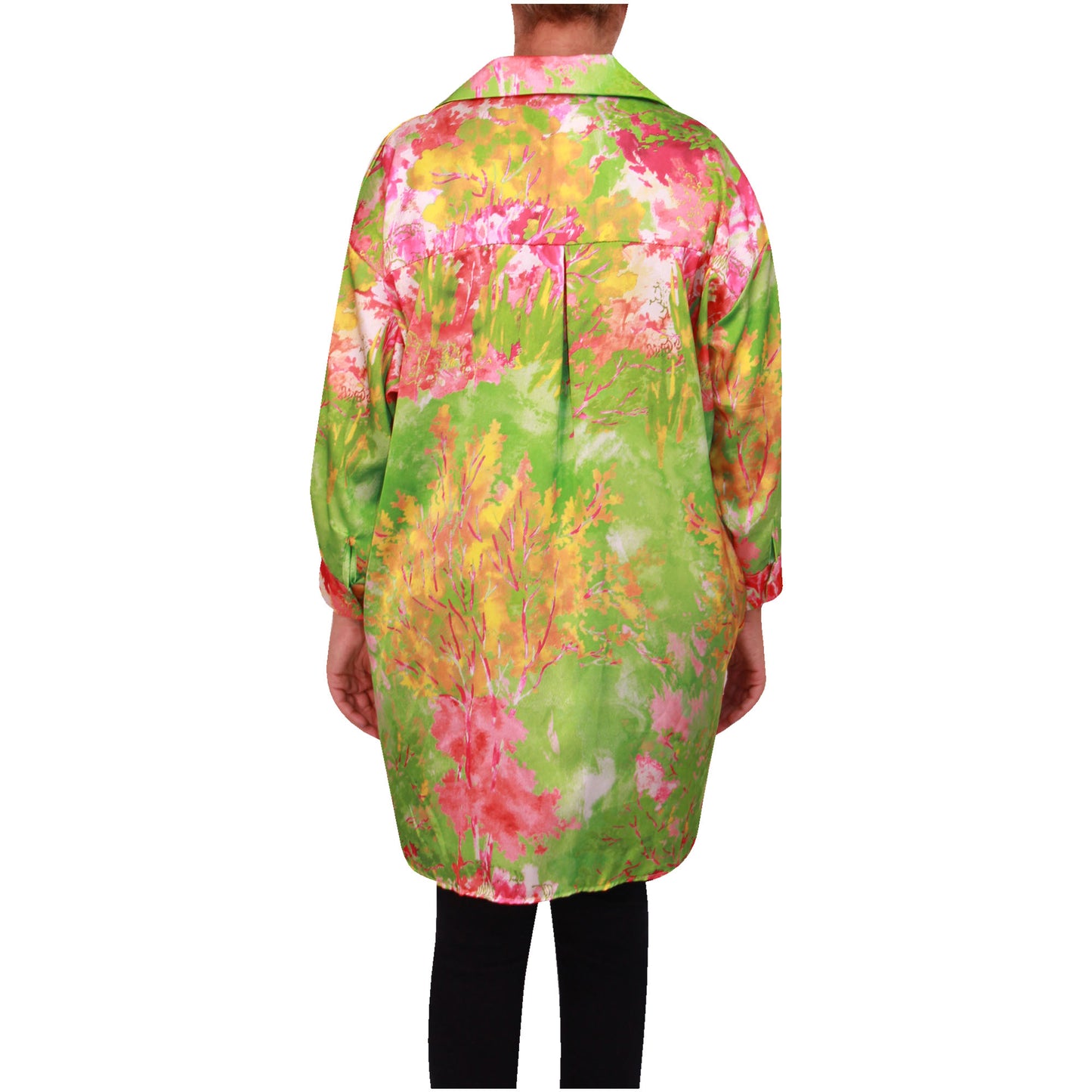 Chemise imprimée femme chemisier femme boutonnage imprimé haut en satin à manches longues pour filles