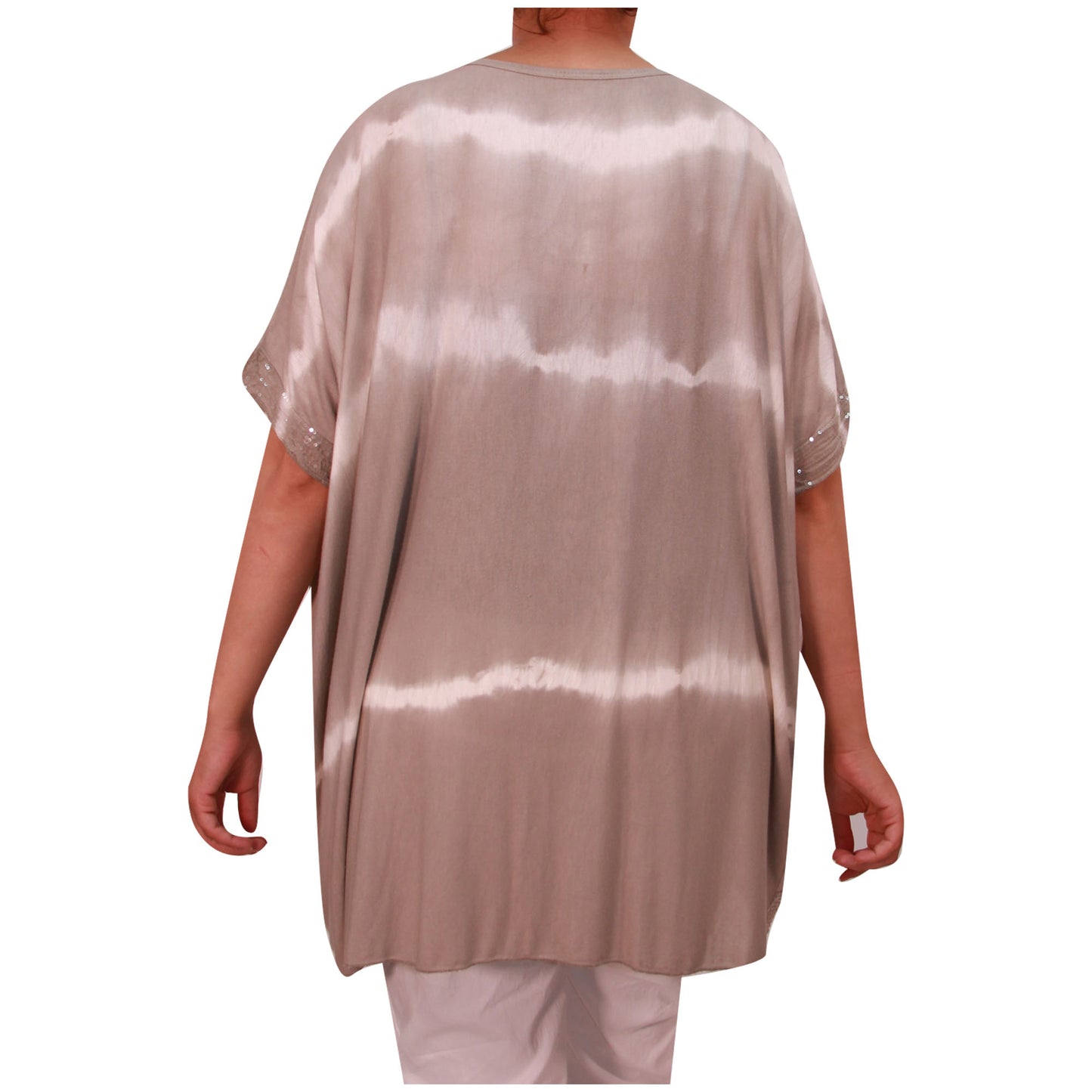 Haut tie-dye pour femmes Dames grandes tailles Ourlet à paillettes pour filles italiennes