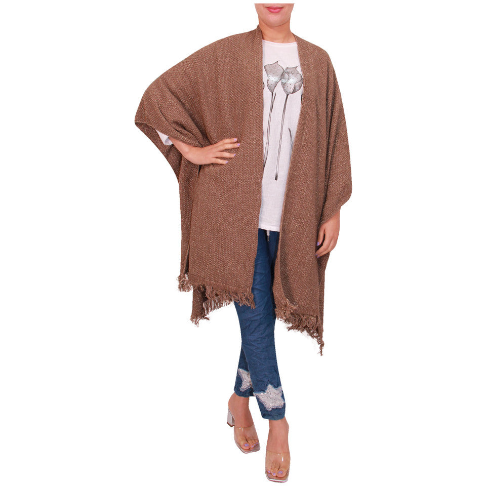 Vrouwen Sjaal Dames Gebreide Poncho Cape Sjaal Meisjes Warme Wrap Sjaal Winter Effen Lurex