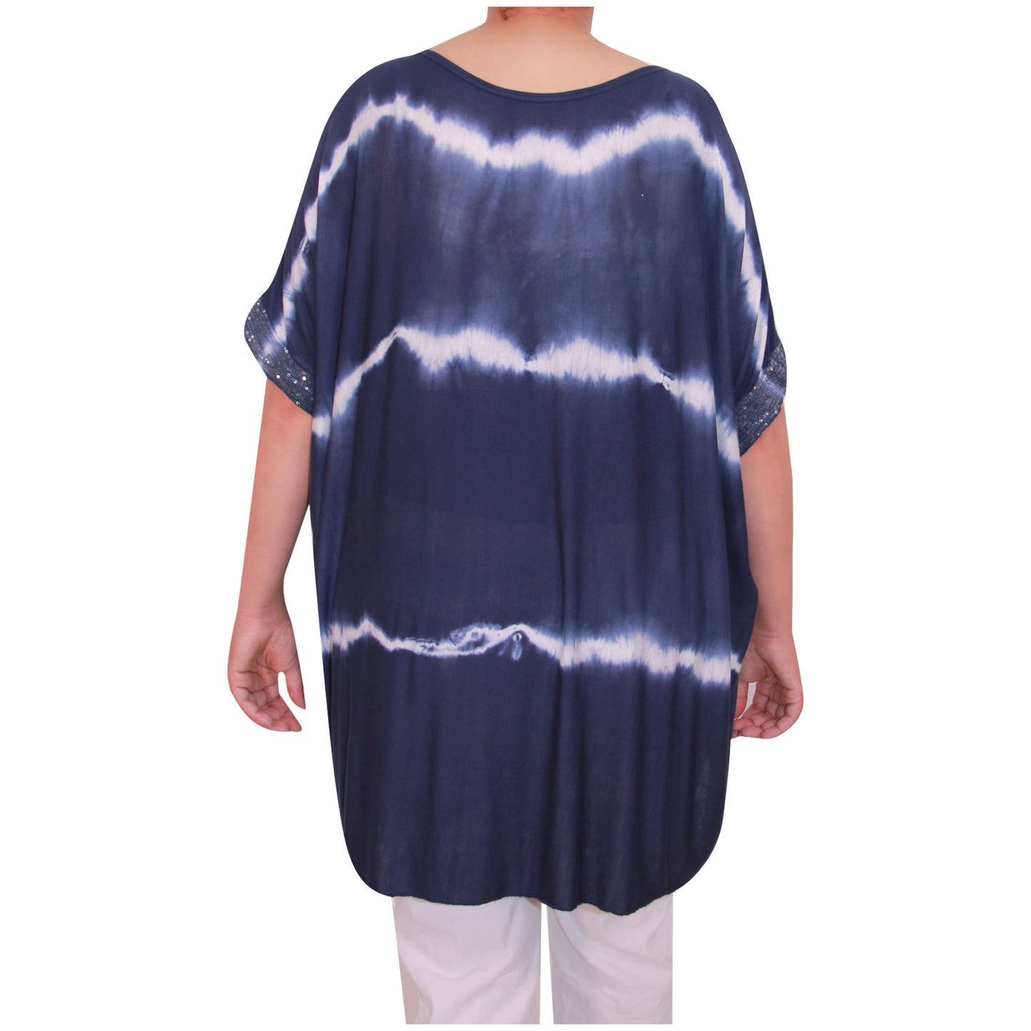 Haut tie-dye pour femmes Dames grandes tailles Ourlet à paillettes pour filles italiennes
