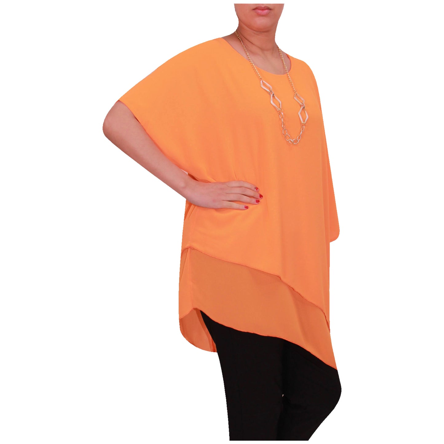 Haut en mousseline asymétrique taille plus élégant pour femme