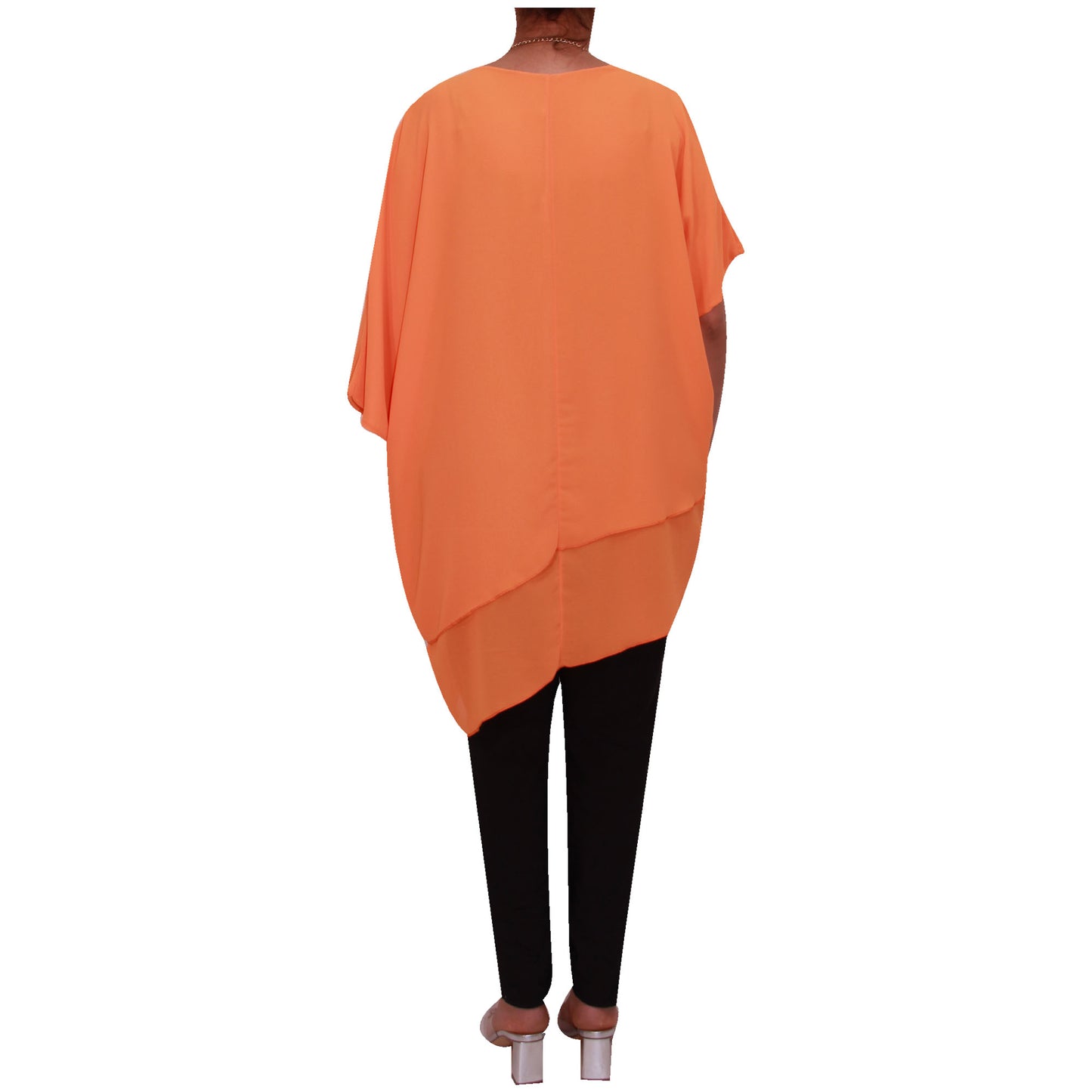 Haut en mousseline asymétrique taille plus élégant pour femme