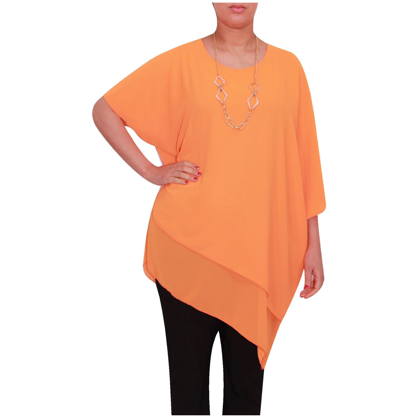 Haut en mousseline asymétrique taille plus élégant pour femme