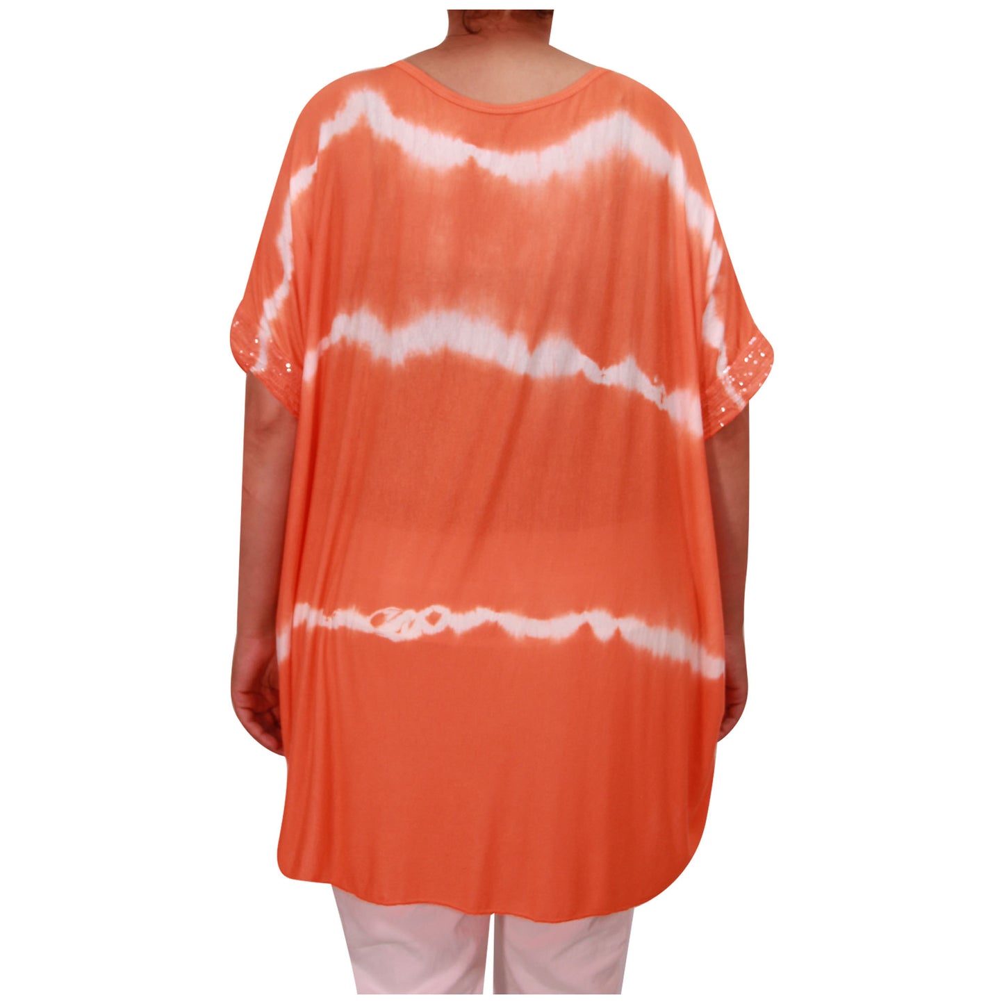 Haut tie-dye pour femmes Dames grandes tailles Ourlet à paillettes pour filles italiennes