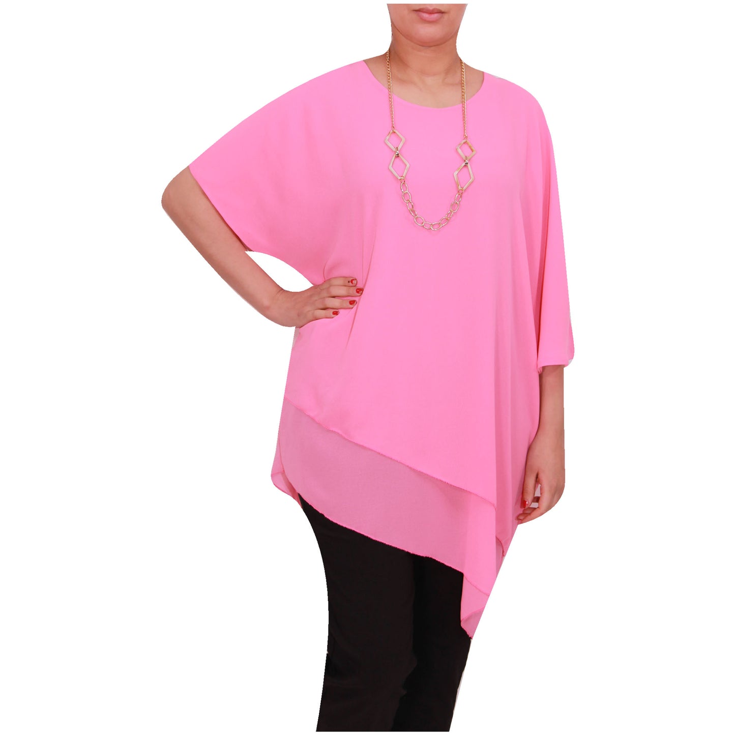 Haut en mousseline asymétrique taille plus élégant pour femme