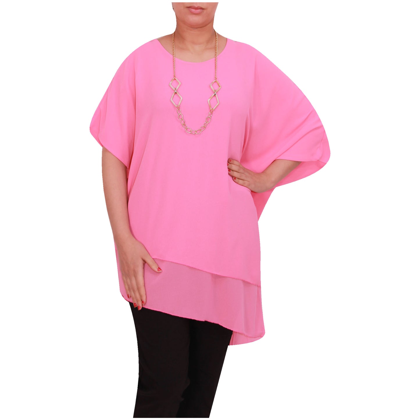 Haut en mousseline asymétrique taille plus élégant pour femme