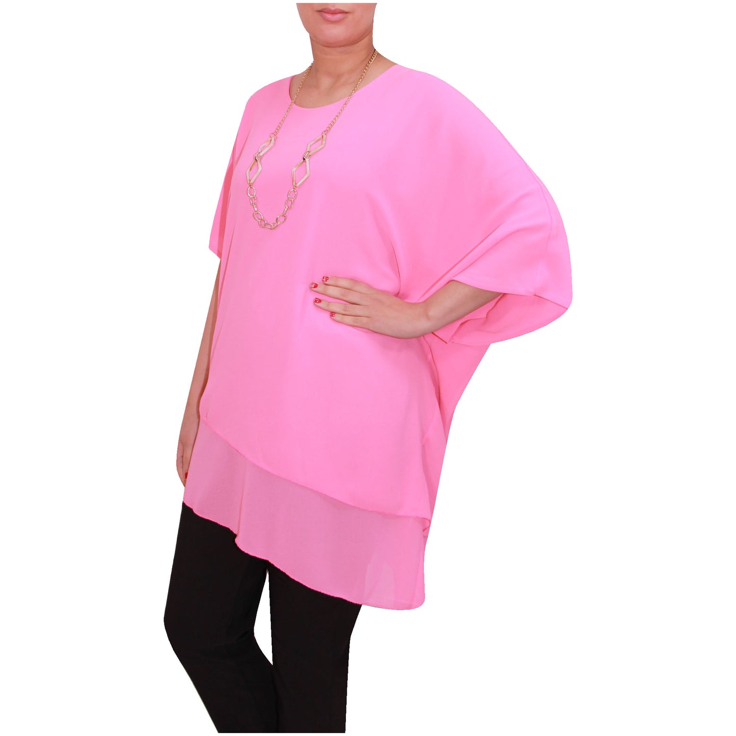 Haut en mousseline asymétrique taille plus élégant pour femme
