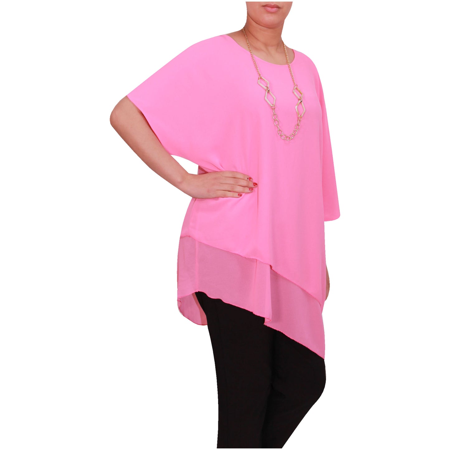 Haut en mousseline asymétrique taille plus élégant pour femme