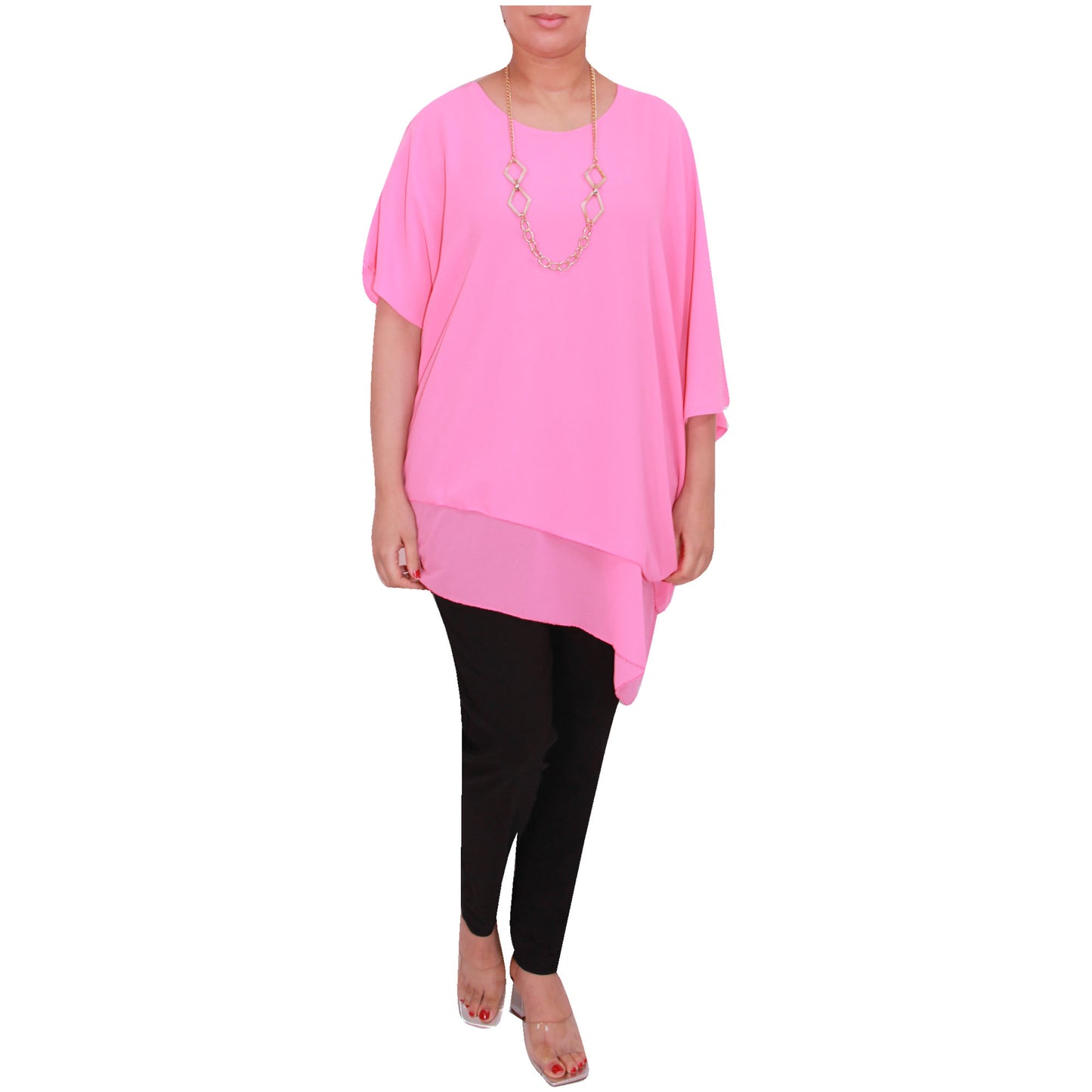 Haut en mousseline asymétrique taille plus élégant pour femme