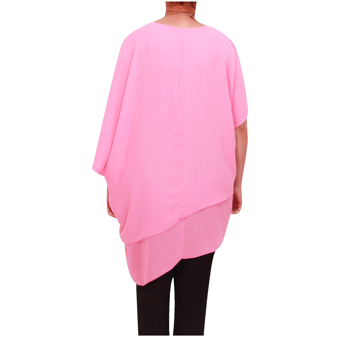 Haut en mousseline asymétrique taille plus élégant pour femme