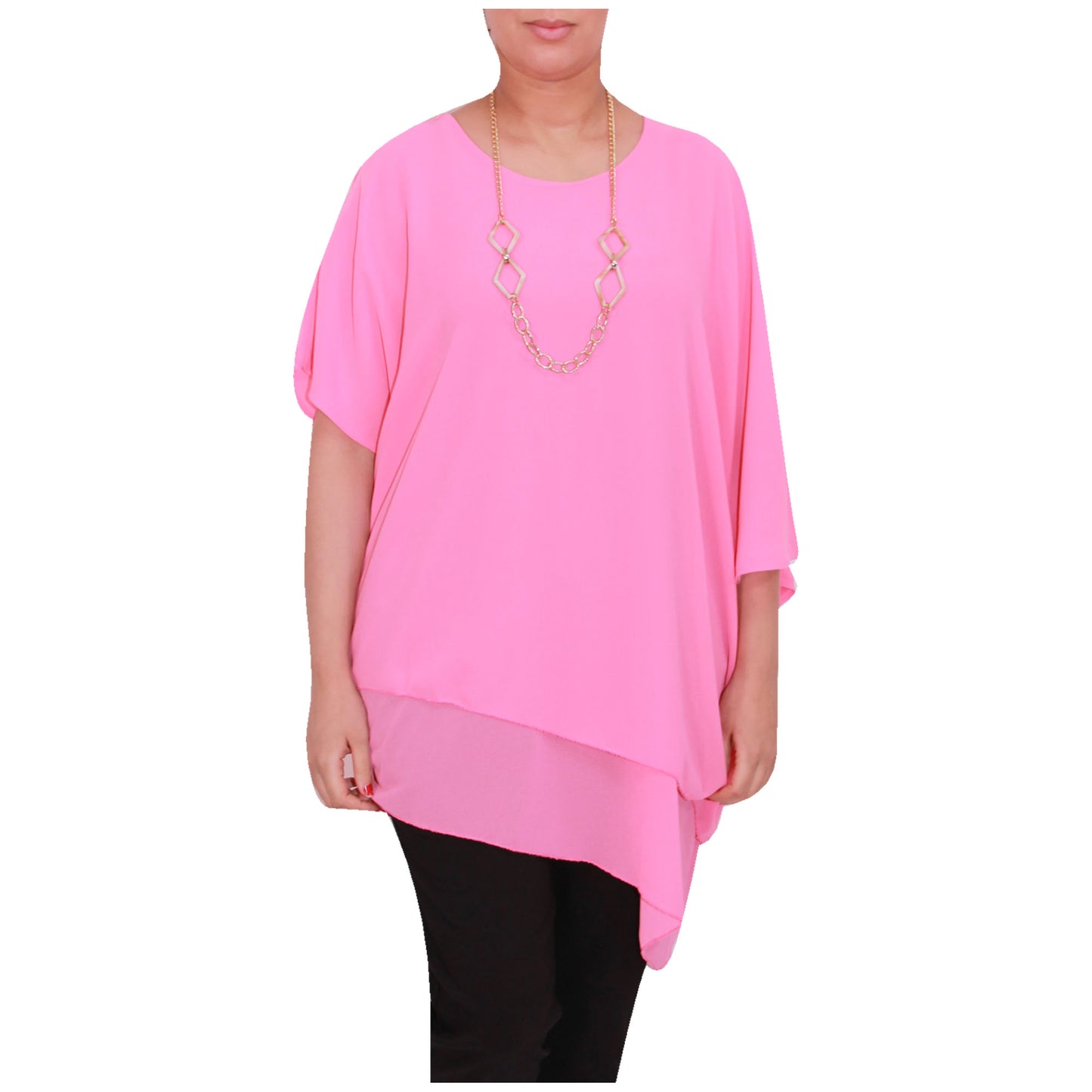 Haut en mousseline asymétrique taille plus élégant pour femme