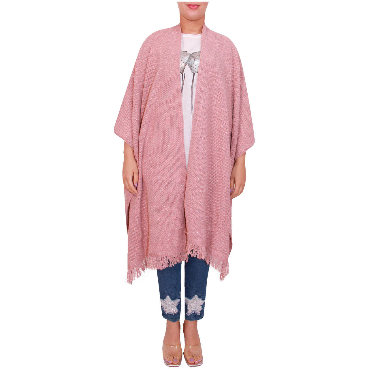 Vrouwen Sjaal Dames Gebreide Poncho Cape Sjaal Meisjes Warme Wrap Sjaal Winter Effen Lurex