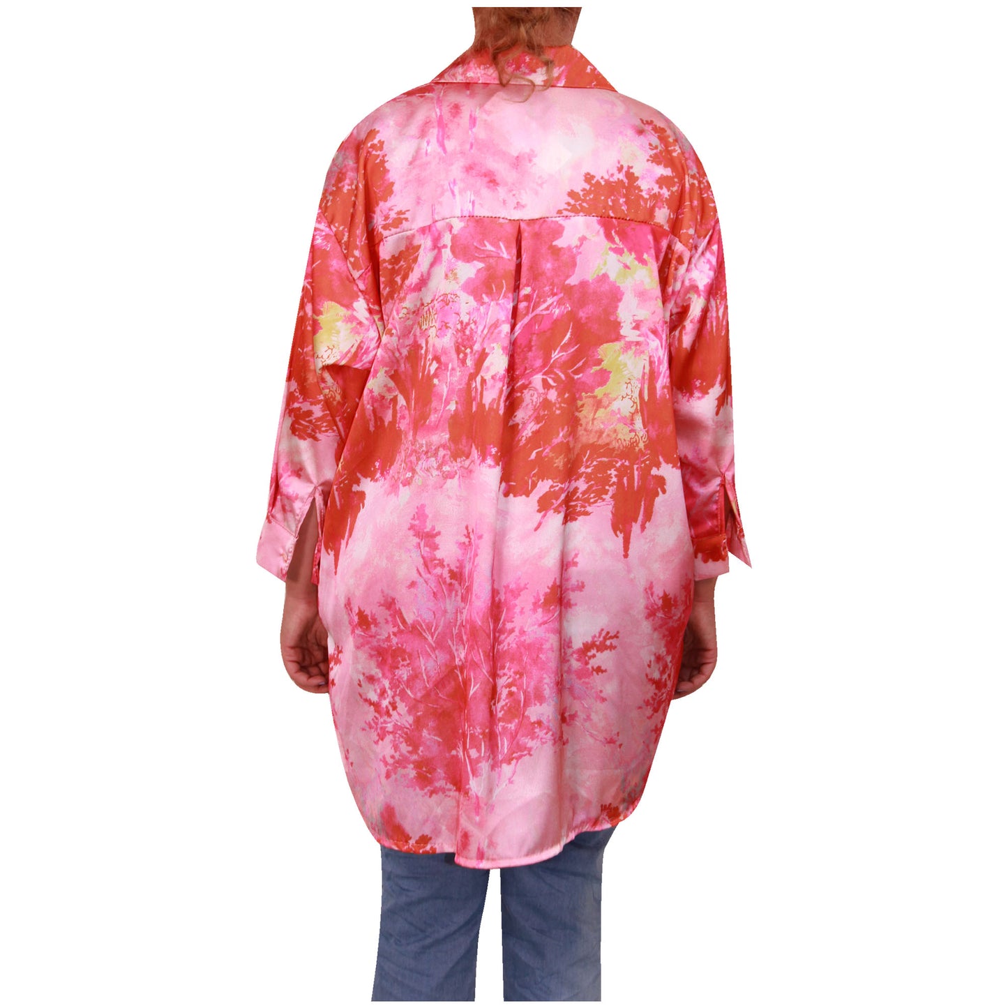 Chemise imprimée femme chemisier femme boutonnage imprimé haut en satin à manches longues pour filles