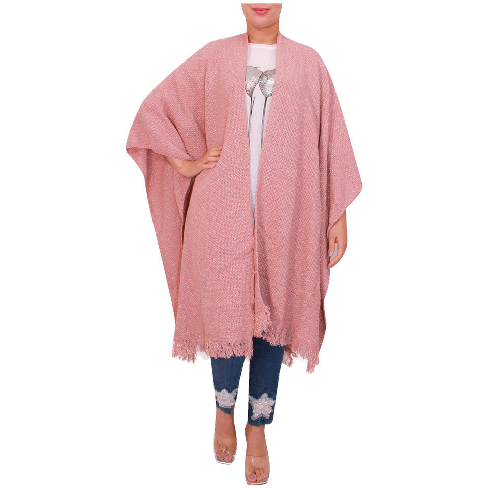 Vrouwen Sjaal Dames Gebreide Poncho Cape Sjaal Meisjes Warme Wrap Sjaal Winter Effen Lurex