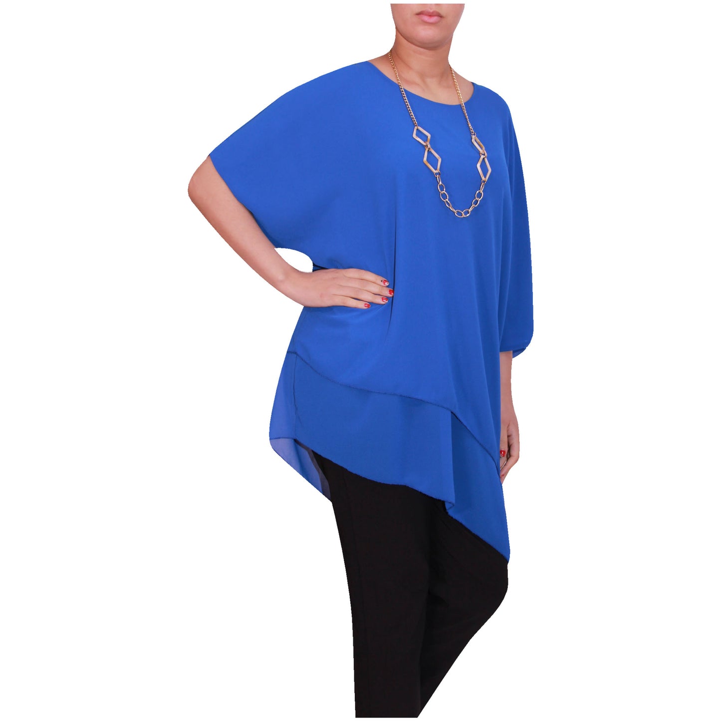 Haut en mousseline asymétrique taille plus élégant pour femme