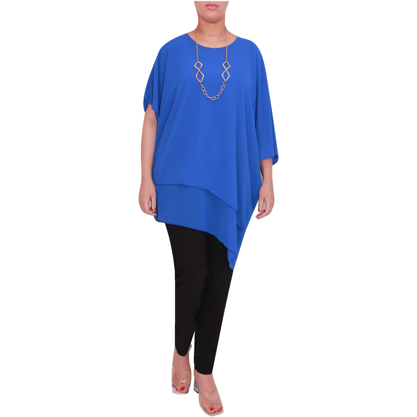 Haut en mousseline asymétrique taille plus élégant pour femme