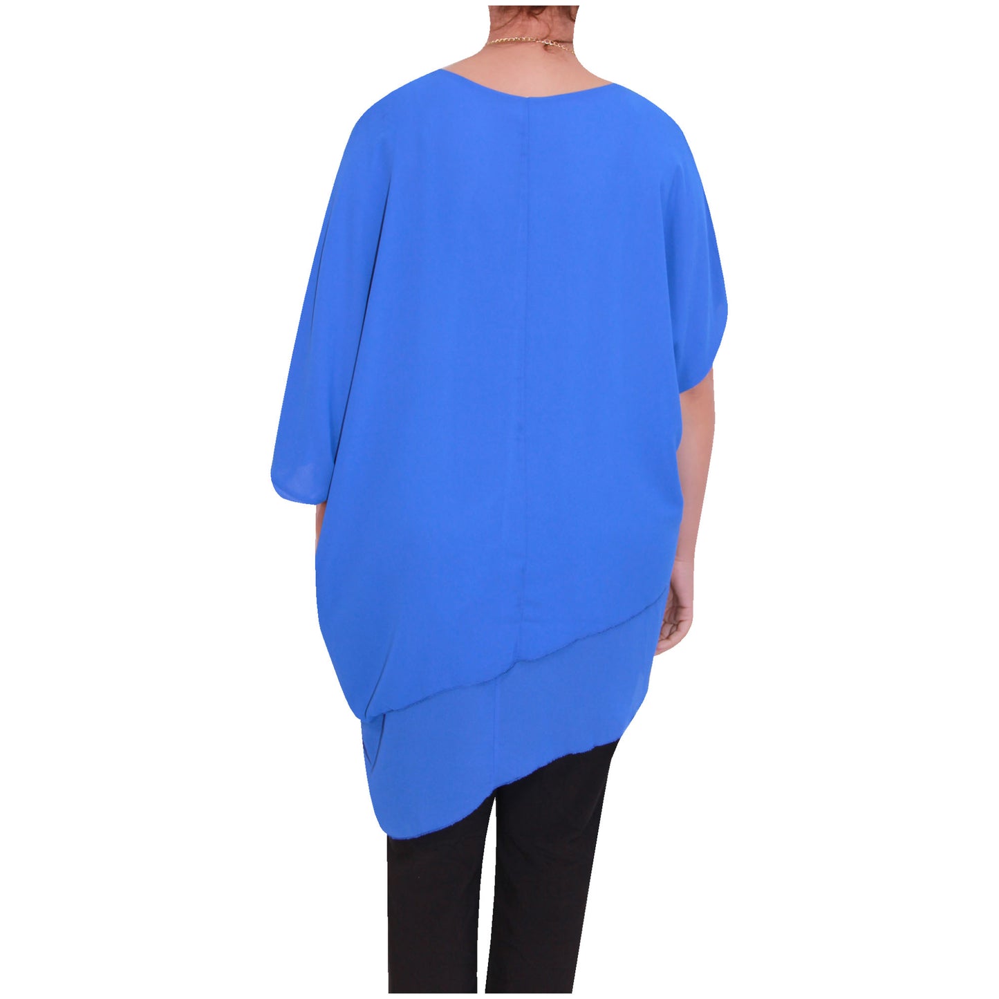 Haut en mousseline asymétrique taille plus élégant pour femme