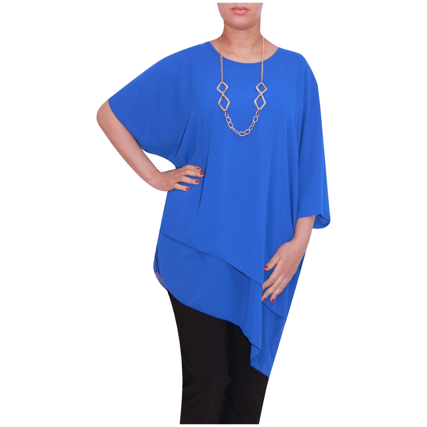 Haut en mousseline asymétrique taille plus élégant pour femme