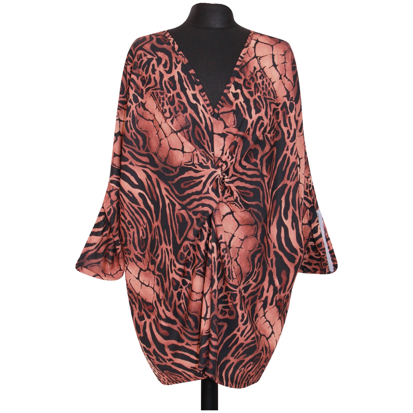 top italien pour femme imprimé animal TWIST FRONT BATWING