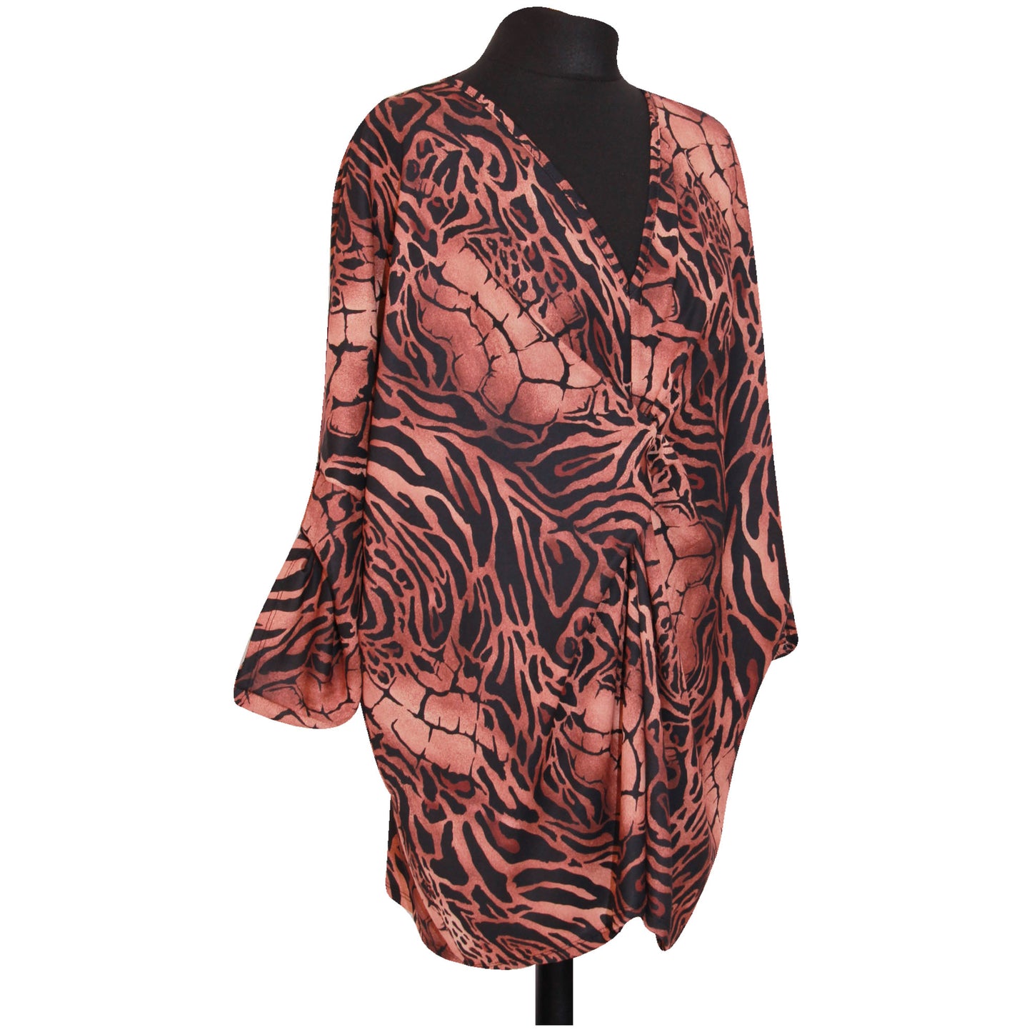 top italien pour femme imprimé animal TWIST FRONT BATWING